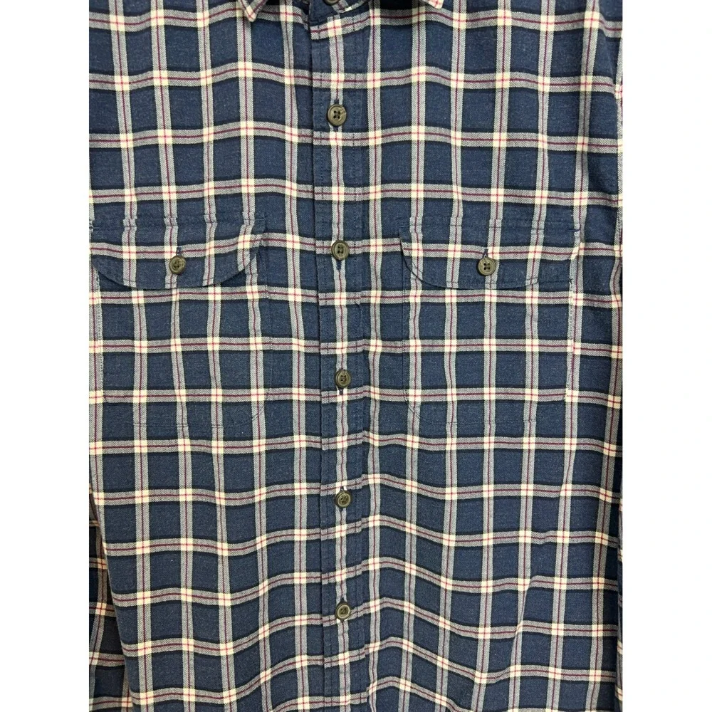 Banana Republic Flannel Shirt Men M Blue Plaid Slim Fit Untucked Button Up G07